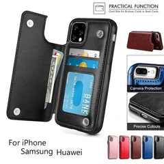 Protect in Style: Top-Grain Leather iPhone Wallet Case - Classic Flip Design, Enhanced Protection